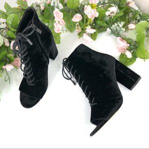 Joie lace up black velvet blocked heel 37.5 (#8)